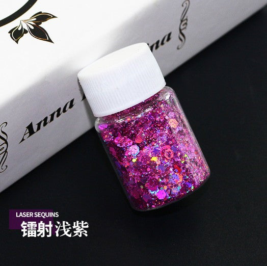 Wholesale Mixed Sequins Laser Colorful Glitter Powder Nail Art Crystal Drip Glue Flow Hemp Filler Gold Powder